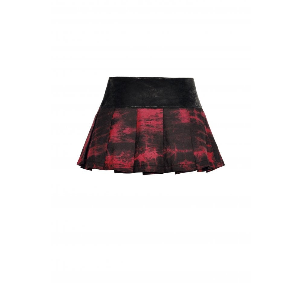 Darkinlove Women's Grunge Tie-dyed Splice Pleated Skirt