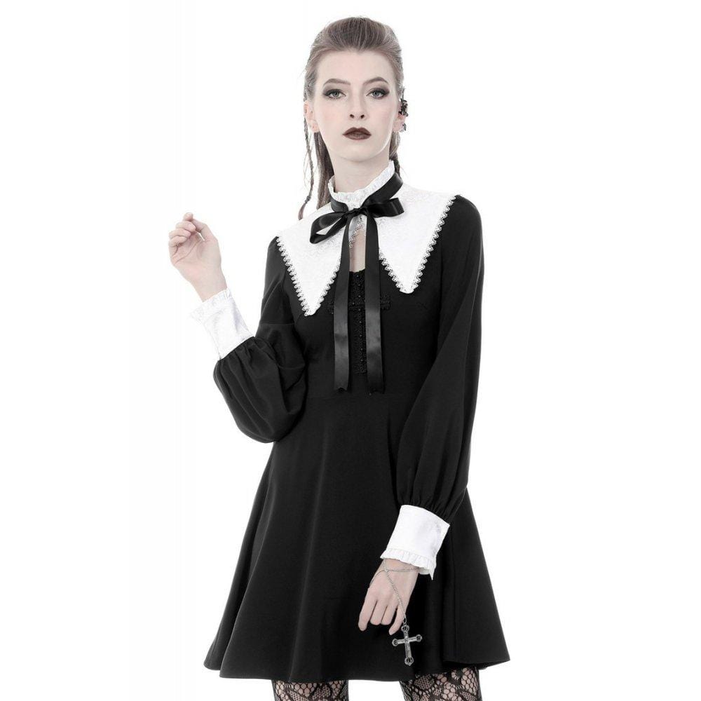 Darkinlove Women's Lolita Black&White Bow Neck Dresses