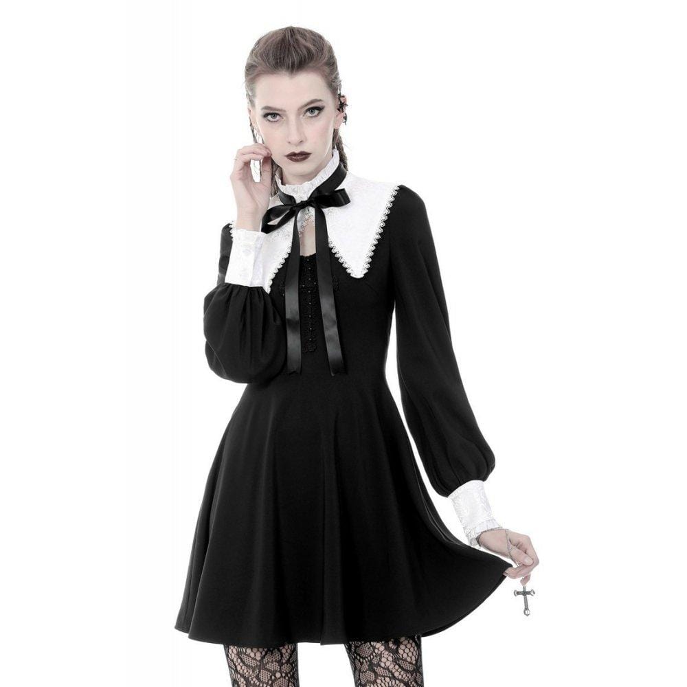 Darkinlove Women's Lolita Black&White Bow Neck Dresses