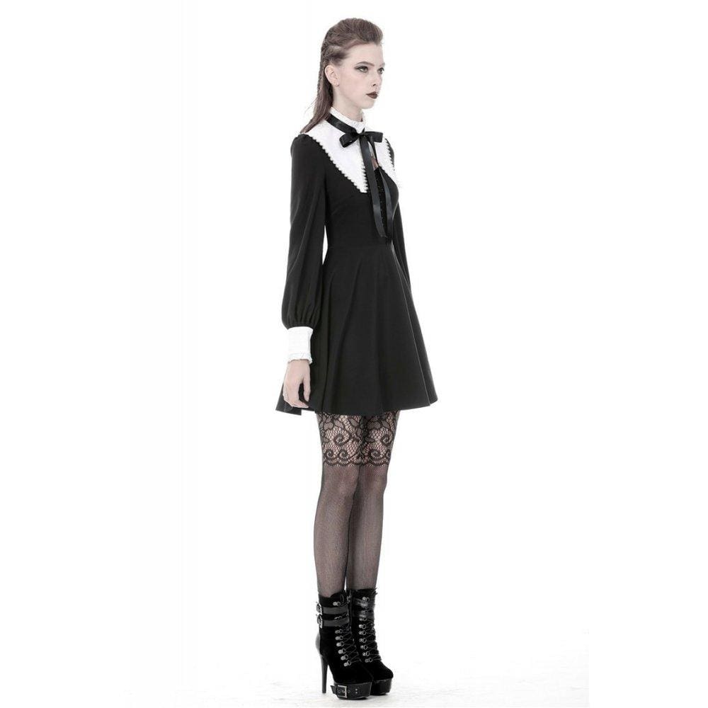 Darkinlove Women's Lolita Black&White Bow Neck Dresses