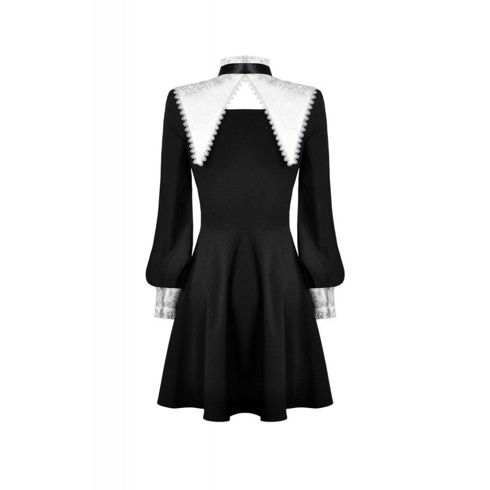 Darkinlove Women's Lolita Black&White Bow Neck Dresses