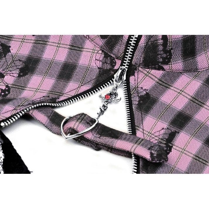 Darkinlove Women's Lolita Contrast Color Ruffled Plaid Homecoming Dress