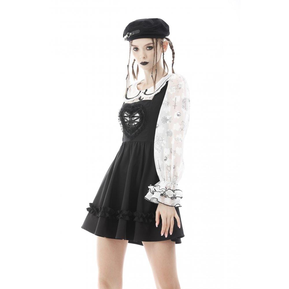 Darkinlove Women's Lolita Doll Collar Layered Sleeved Shirt