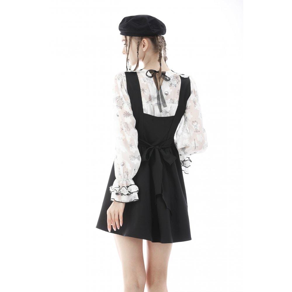 Darkinlove Women's Lolita Doll Collar Layered Sleeved Shirt