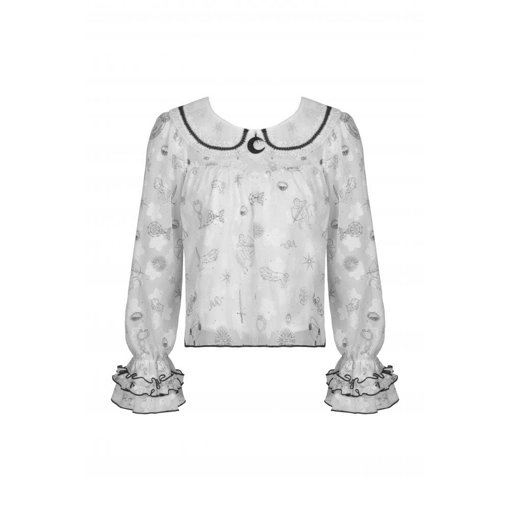 Darkinlove Women's Lolita Doll Collar Layered Sleeved Shirt