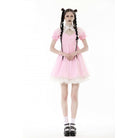 Darkinlove Women's Lolita Puff Sleeved Dress with Detachable Collar