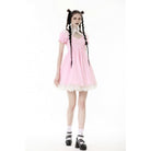 Darkinlove Women's Lolita Puff Sleeved Dress with Detachable Collar
