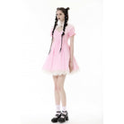 Darkinlove Women's Lolita Puff Sleeved Dress with Detachable Collar
