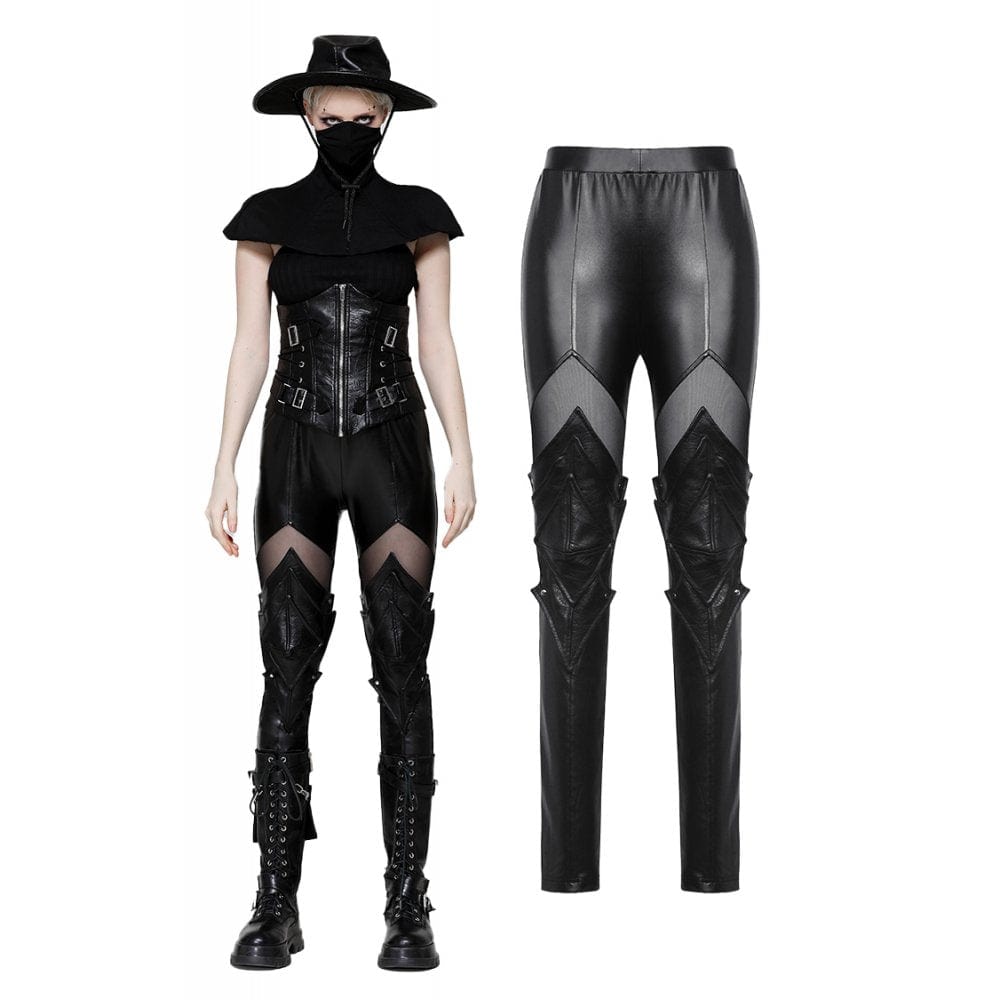 Darkinlove Women's Punk Armor Webbing Leggings