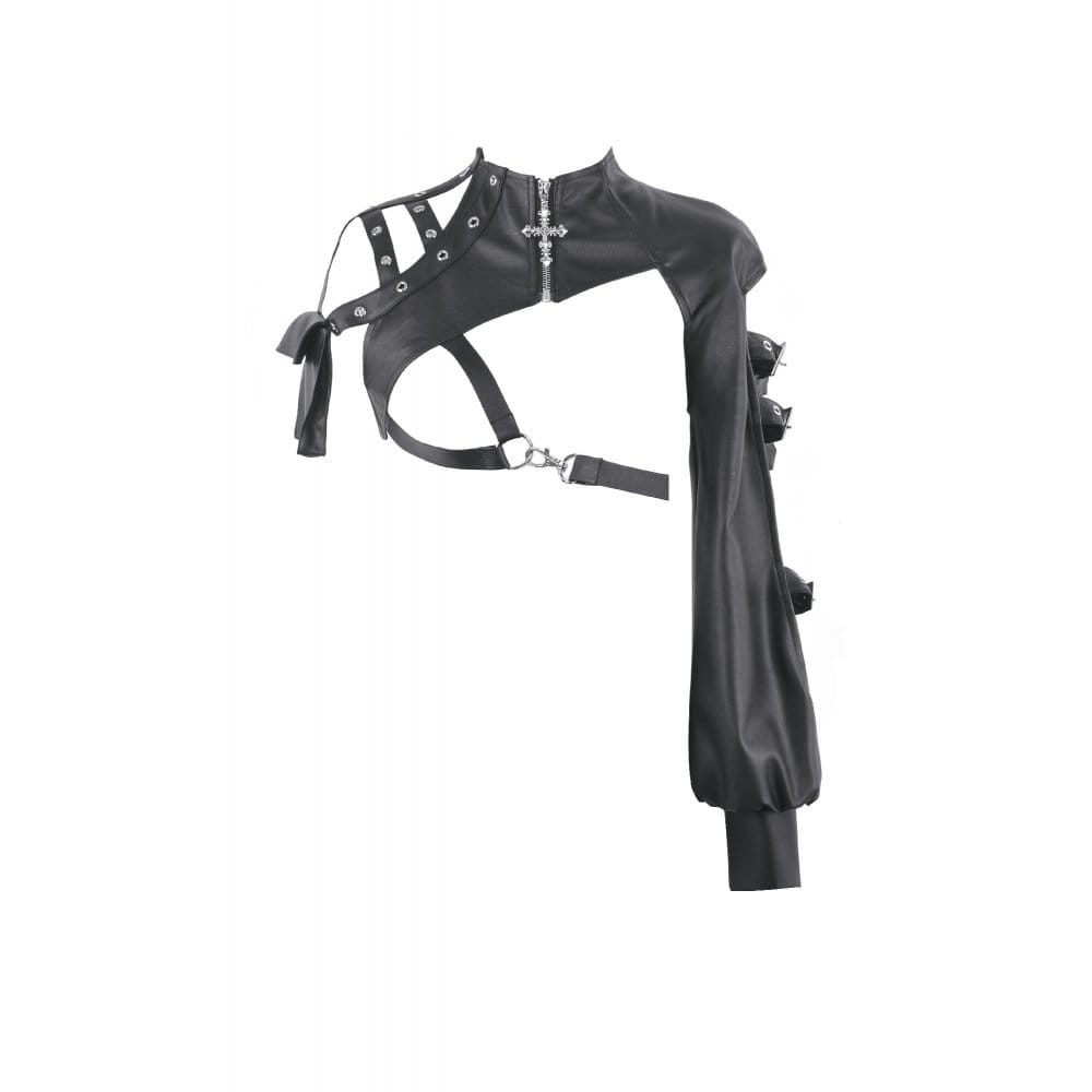 Darkinlove Women's Punk Asymmetric Eyelet Buckle-up Strap Cutout Cape