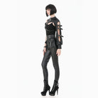 Darkinlove Women's Punk Asymmetric Eyelet Buckle-up Strap Cutout Cape