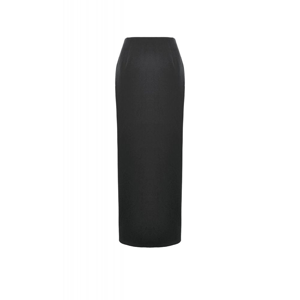 Darkinlove Women's Punk Asymmetric Eyelet Strappy Zip Long Skirt