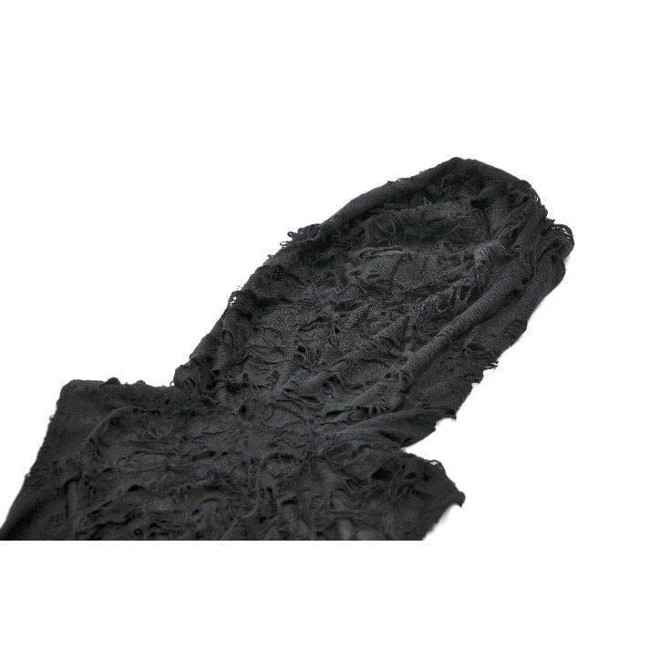 Darkinlove Women's Punk Asymmetric Ripped Hooded Top