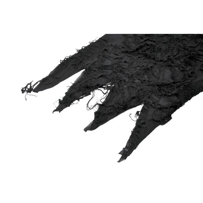 Darkinlove Women's Punk Asymmetric Ripped Hooded Top