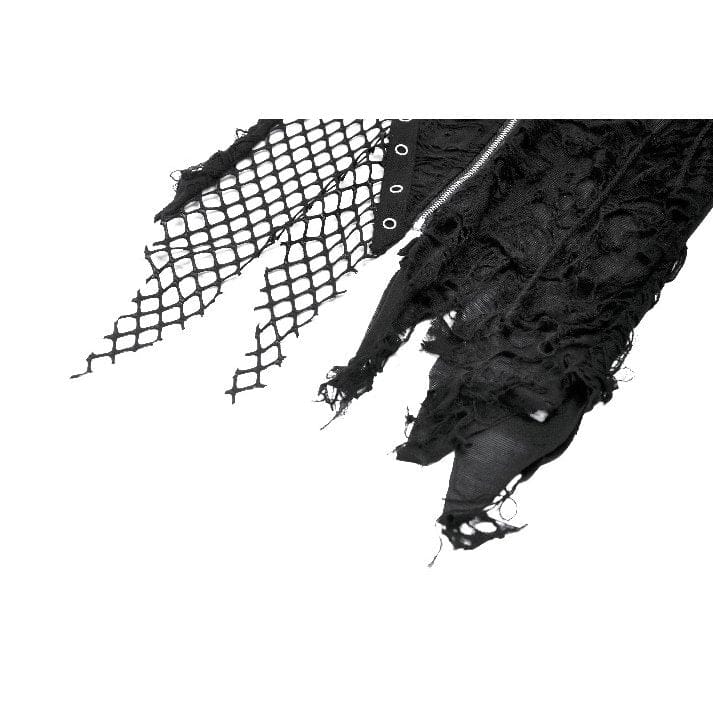 Darkinlove Women's Punk Asymmetric Ripped Hooded Top