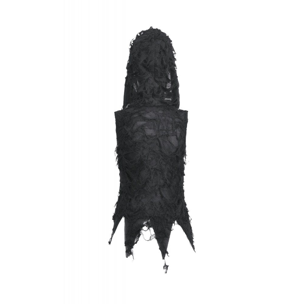 Darkinlove Women's Punk Asymmetric Ripped Hooded Top