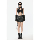 Darkinlove Women's Punk Batwing O-ring Faux Leather Choker