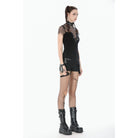 Darkinlove Women's Punk Big Pocket Zip Shorts with Leg Harness