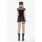 Darkinlove Women's Punk Big Pocket Zip Shorts with Leg Harness