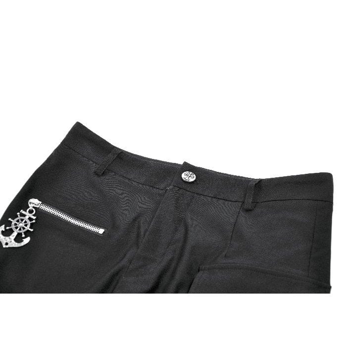 Darkinlove Women's Punk Big Pocket Zip Shorts with Leg Harness