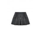 Darkinlove Women's Punk Buckle Faux Leather Pleated Skirt
