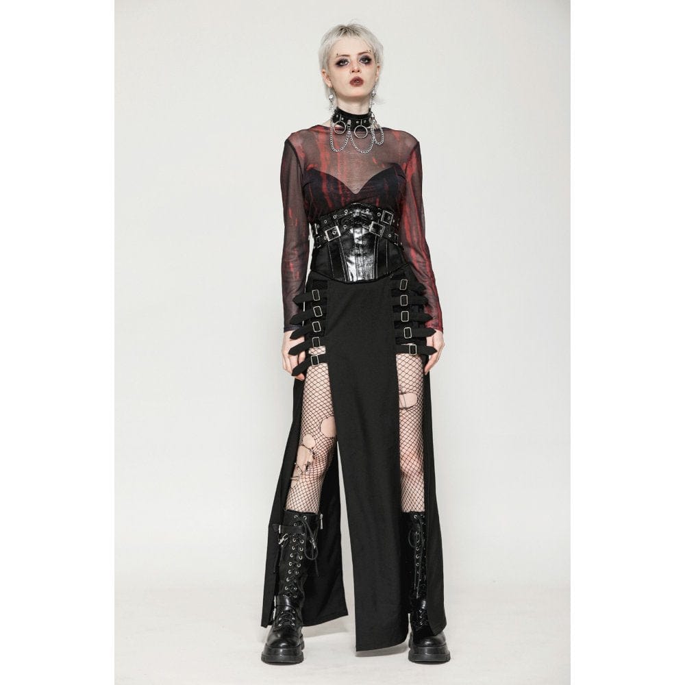 Darkinlove Women's Punk Buckle Patent Leather Underbust Corset