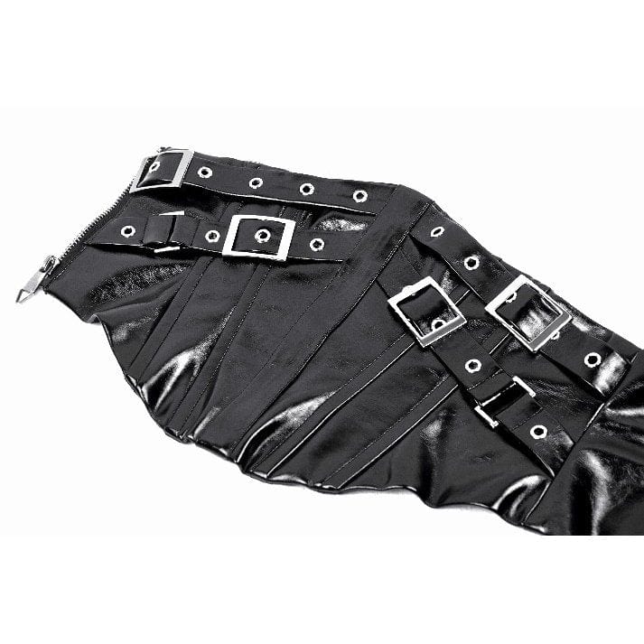Darkinlove Women's Punk Buckle Patent Leather Underbust Corset