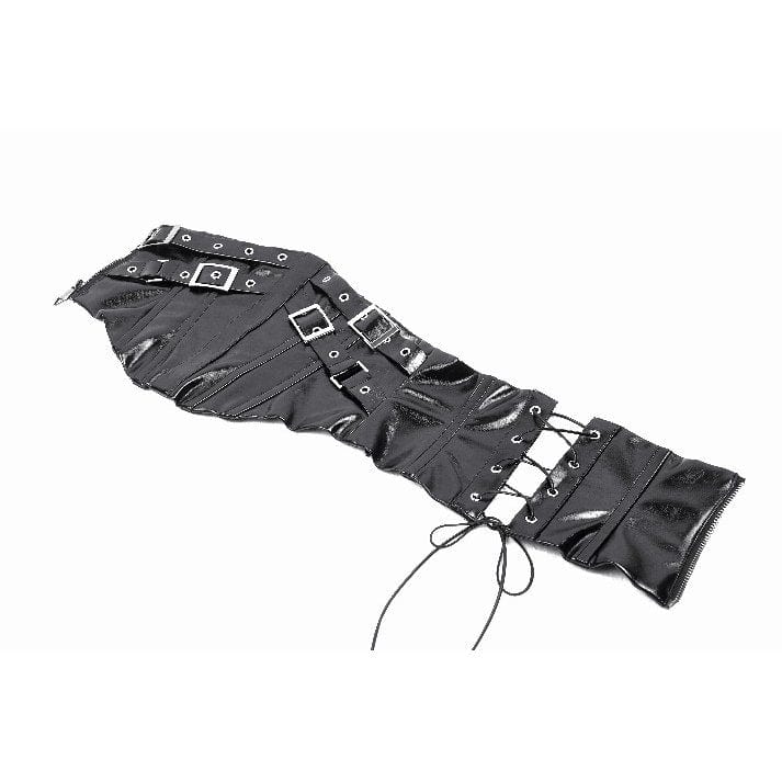 Darkinlove Women's Punk Buckle Patent Leather Underbust Corset