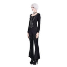 Darkinlove Women's Punk Buckle Strap Eyelet Lace-up Flare Pants