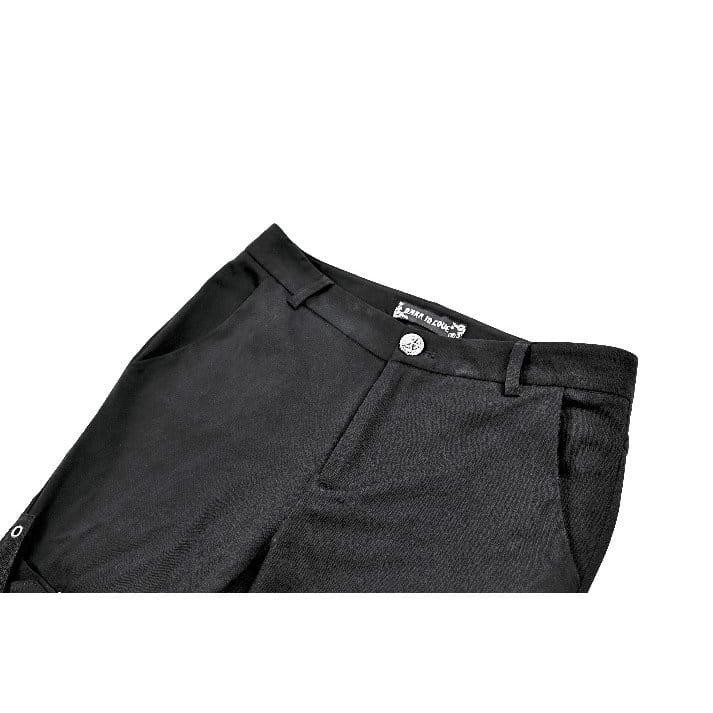 Darkinlove Women's Punk Buckle Strap Eyelet Lace-up Flare Pants