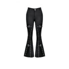 Darkinlove Women's Punk Buckle Strap Eyelet Lace-up Flare Pants