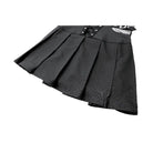Darkinlove Women's Punk Buckle Strap Mesh Splice Pleated Hem Slip Dress