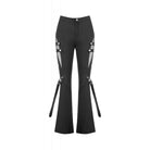 Darkinlove Women's Punk Buckle Straps Mesh Patchwork Flare Pants