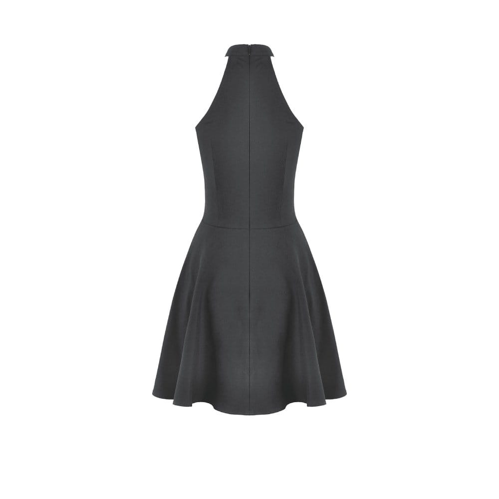 Darkinlove Women's Punk Buckle Straps Zippers Halter Dress