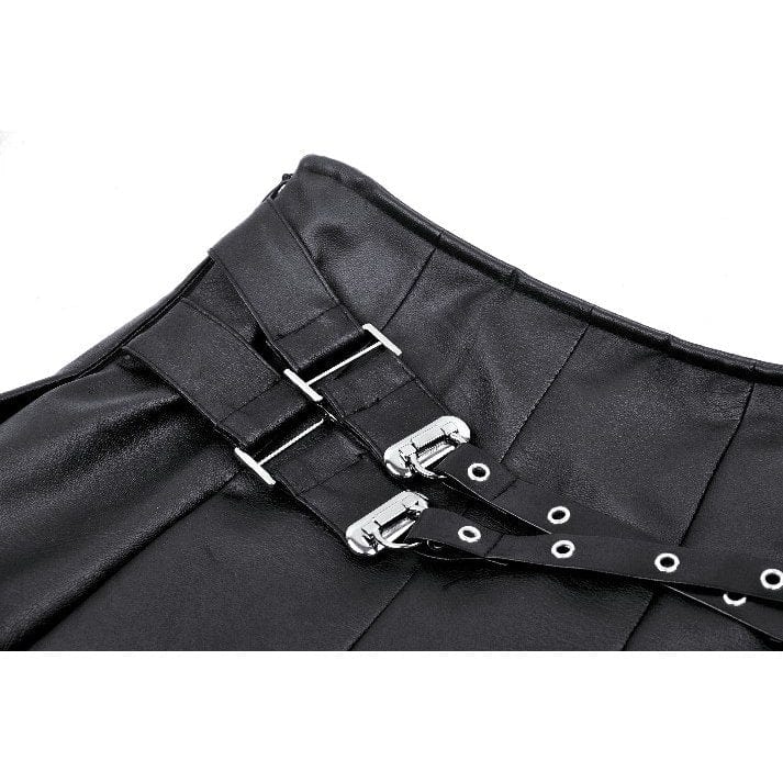 Darkinlove Women's Punk Buckle-up Eyelets Short Skirt