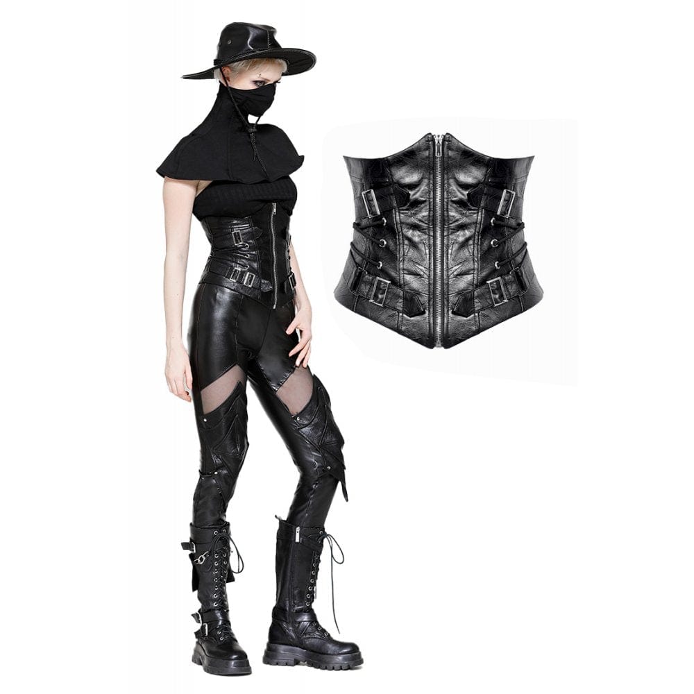 Darkinlove Women's Punk Buckle-up Lace-up Underbust Corsets