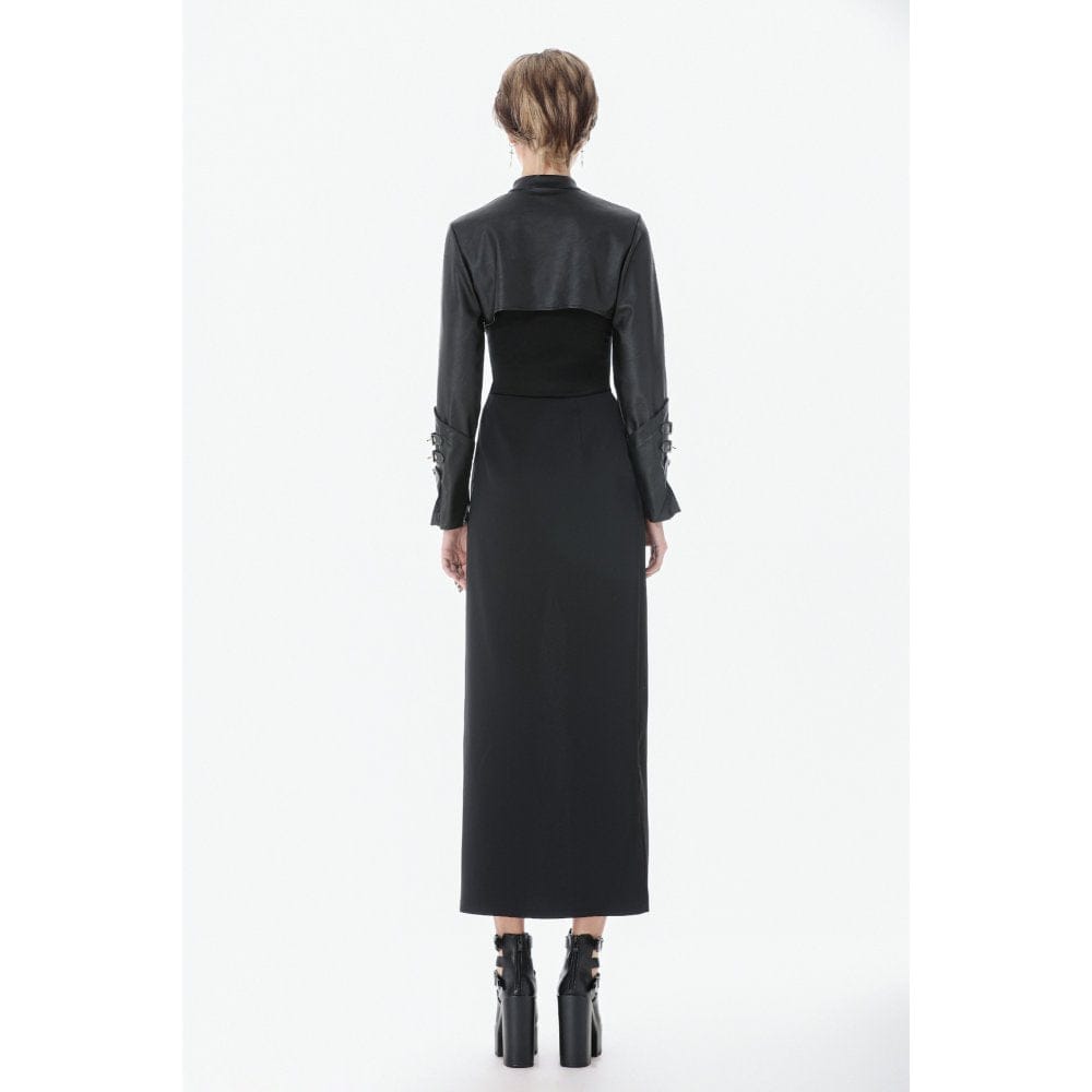 Darkinlove Women's Punk Buckle-up Strap Zip Cape