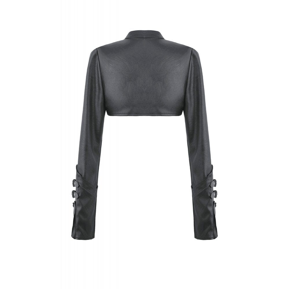 Darkinlove Women's Punk Buckle-up Strap Zip Cape