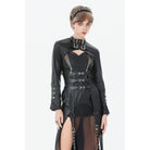 Darkinlove Women's Punk Buckle-up Strap Zip Cape