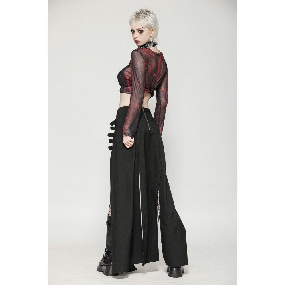 Darkinlove Women's Punk Buckled Side Slit Skirt