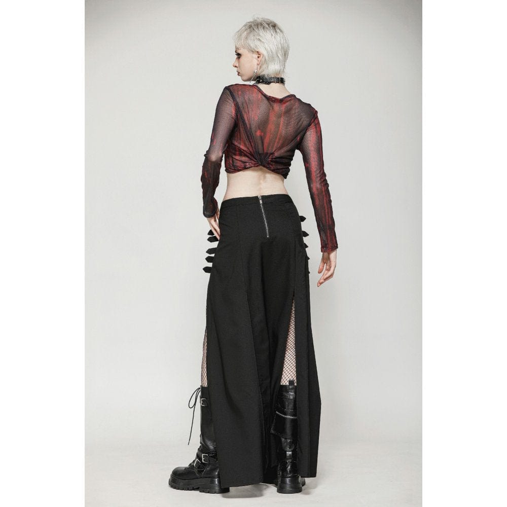 Darkinlove Women's Punk Buckled Side Slit Skirt