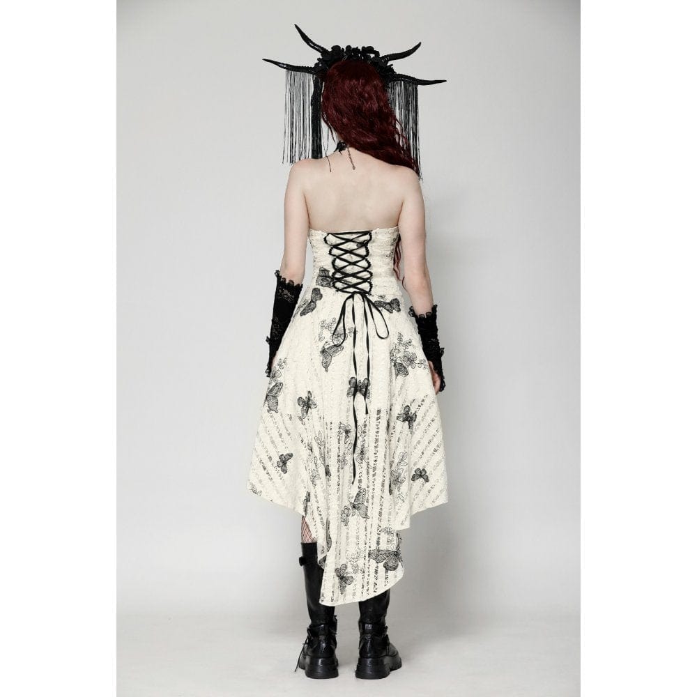 Darkinlove Women's Punk Butterfly Embroidered High/Low Honeymoon Dress