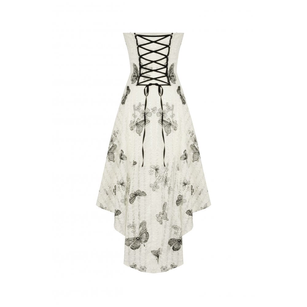 Darkinlove Women's Punk Butterfly Embroidered High/Low Honeymoon Dress