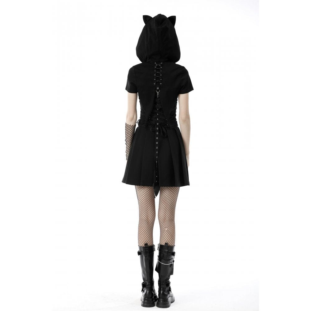 Darkinlove Women's Punk Cat Ear Hooded Short Cape