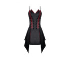 Darkinlove Women's Punk Chained Contrast Color Irregular Hem Slip Dress