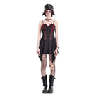 Darkinlove Women's Punk Chained Contrast Color Irregular Hem Slip Dress
