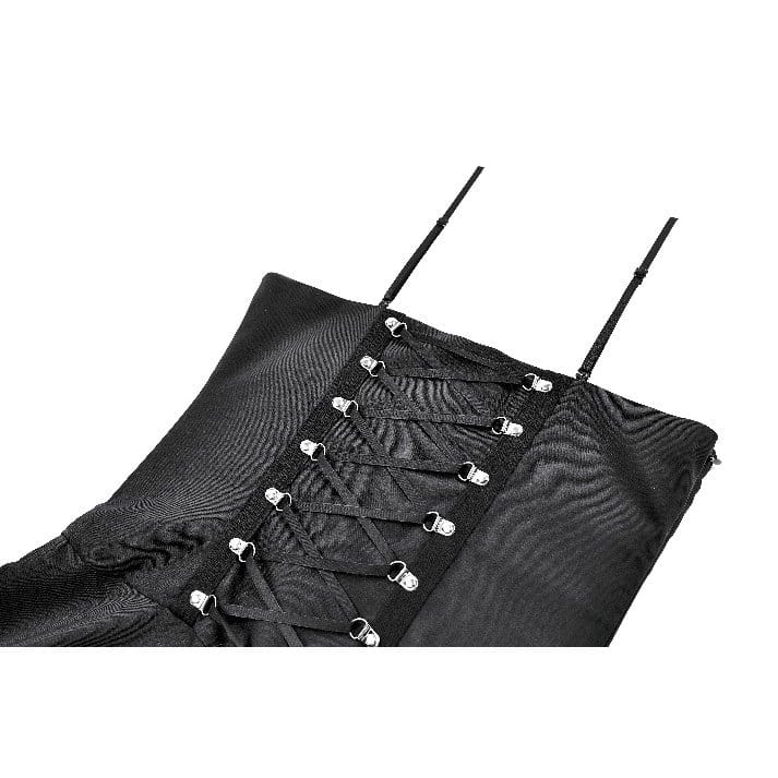 Darkinlove Women's Punk Chained Contrast Color Irregular Hem Slip Dress