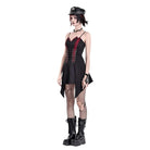 Darkinlove Women's Punk Chained Contrast Color Irregular Hem Slip Dress