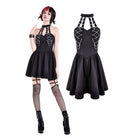 Darkinlove Women's Punk Chained Cutout Halter Dress