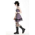 Darkinlove Women's Punk Contrast Color Striped Music Festival Slip Dress